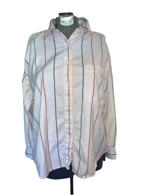 Women's Unbranded Multi-Color Striped Button Down Shirt Size 10